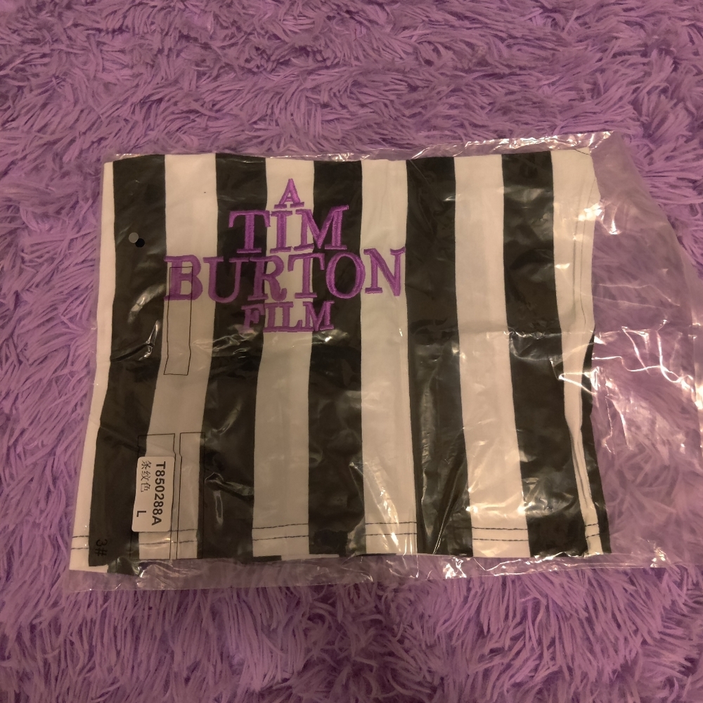 B&W Spaghetti Strap Goth Tim Burton Film Crop Top